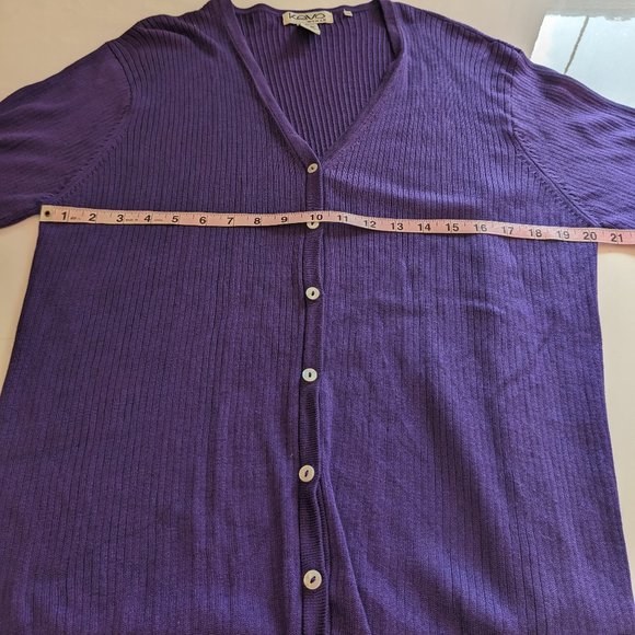 Vintage 70% Silk Ribbed Knit Cardigan in Purple by Kevo Woman - Picture 6 of 7